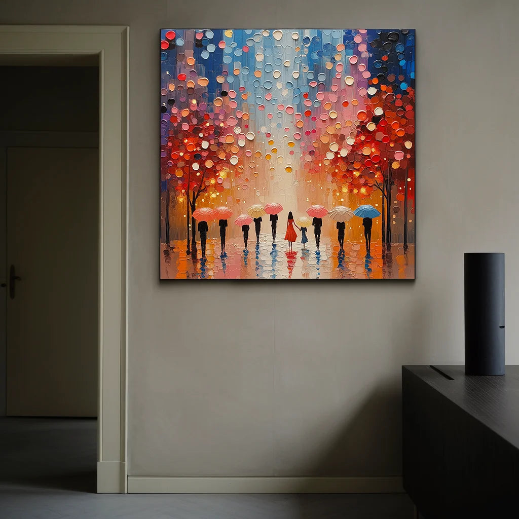 Multicolor City Of Umbrellas Canvas Painting For Home Decoration - Artwallpainting