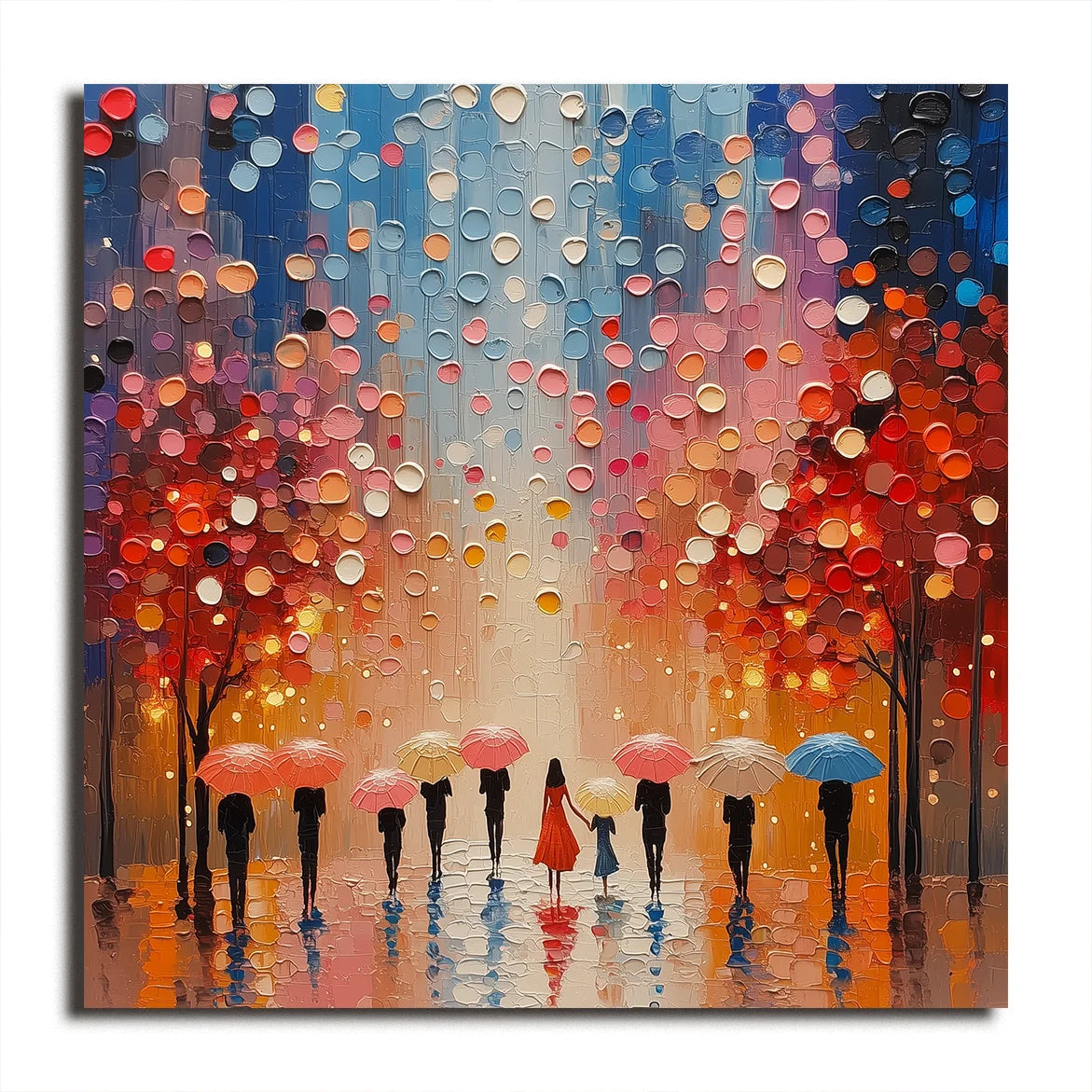 Multicolor City Of Umbrellas Canvas Painting For Home Decoration - Artwallpainting