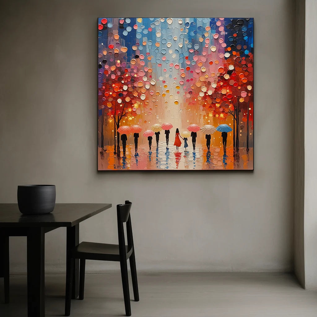 Multicolor City Of Umbrellas Canvas Painting For Home Decoration - Artwallpainting