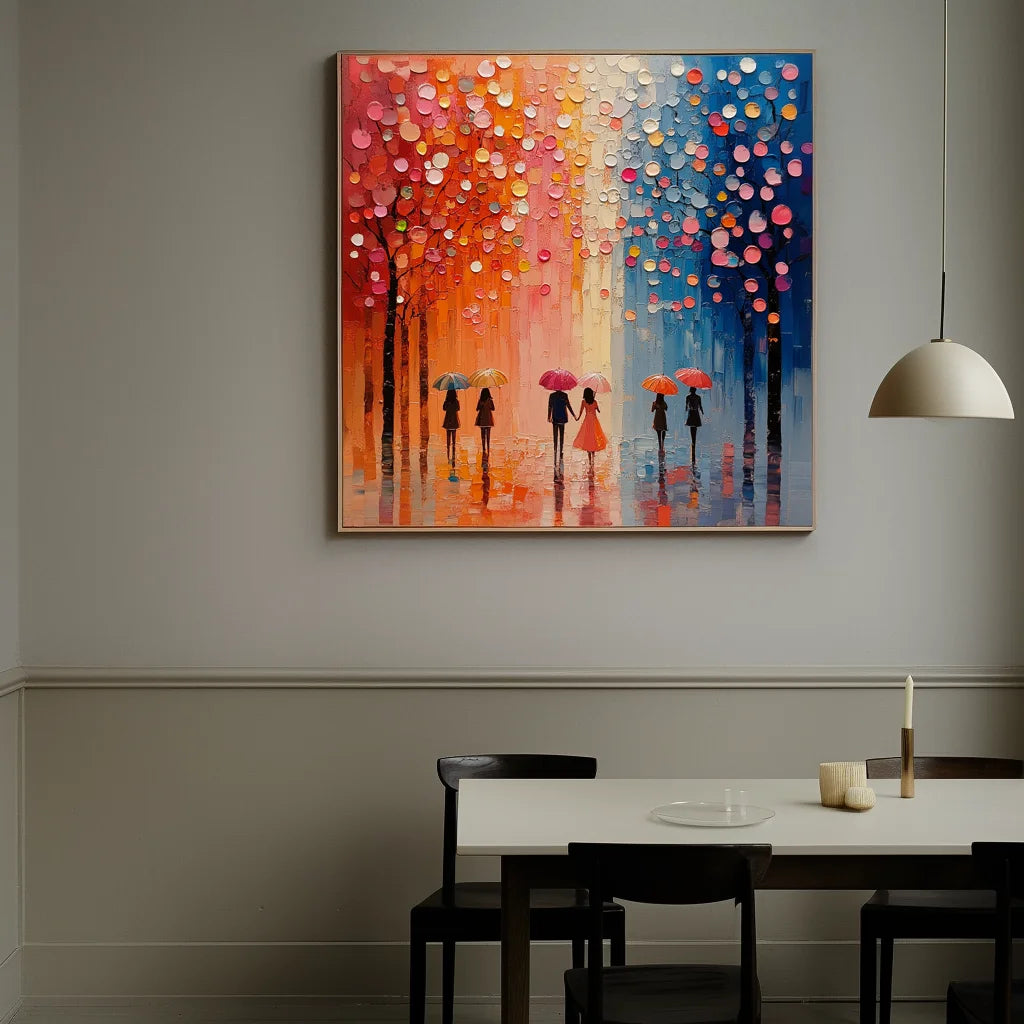 Multicolor City Of Umbrellas Canvas Painting For Home Decoration - Artwallpainting
