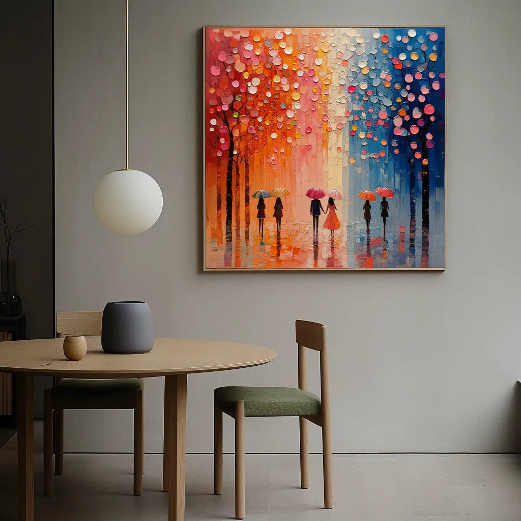 Multicolor City Of Umbrellas Canvas Painting For Home Decoration - Artwallpainting