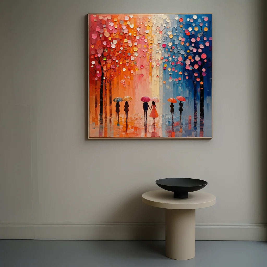 Multicolor City Of Umbrellas Canvas Painting For Home Decoration - Artwallpainting