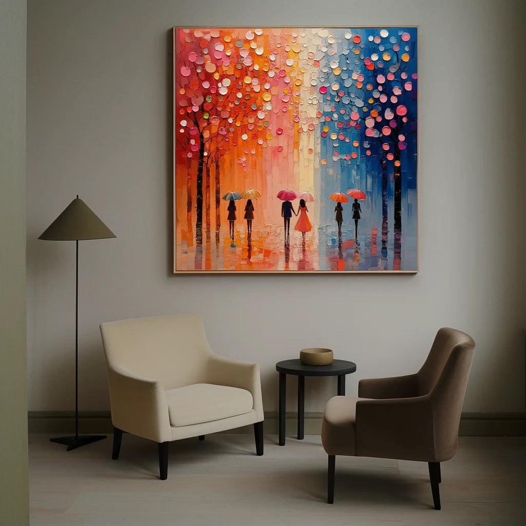 Multicolor City Of Umbrellas Canvas Painting For Home Decoration - Artwallpainting