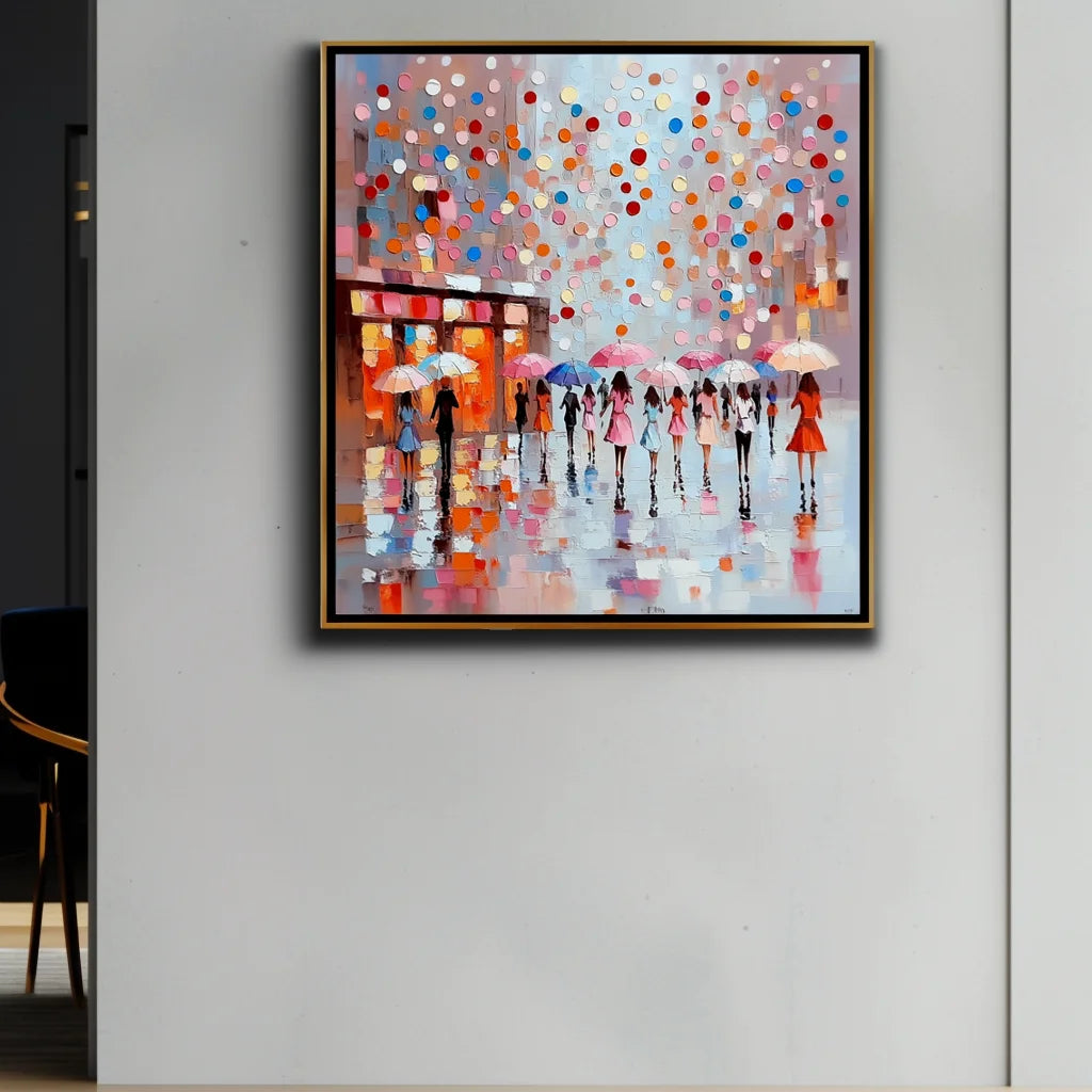 Multicolor City Of Umbrellas Canvas Painting For Home Decoration - Artwallpainting