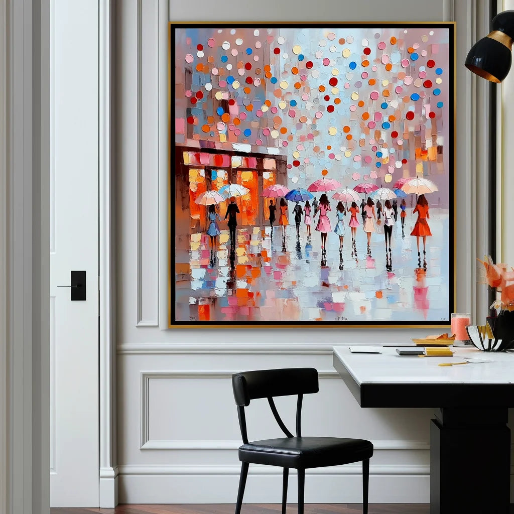 Multicolor City Of Umbrellas Canvas Painting For Home Decoration - Artwallpainting