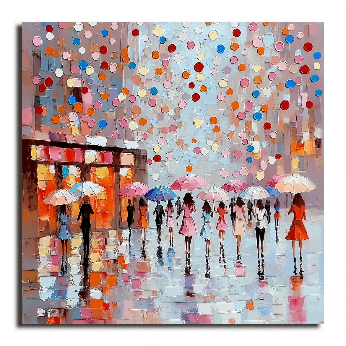 Multicolor City Of Umbrellas Canvas Painting For Home Decoration - Artwallpainting