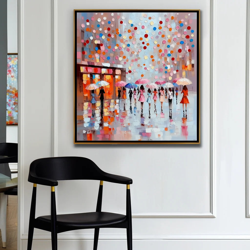 Multicolor City Of Umbrellas Canvas Painting For Home Decoration - Artwallpainting