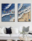 Multicolor Coastal Bliss Diptych Art Set Of 2 - Artwallpainting