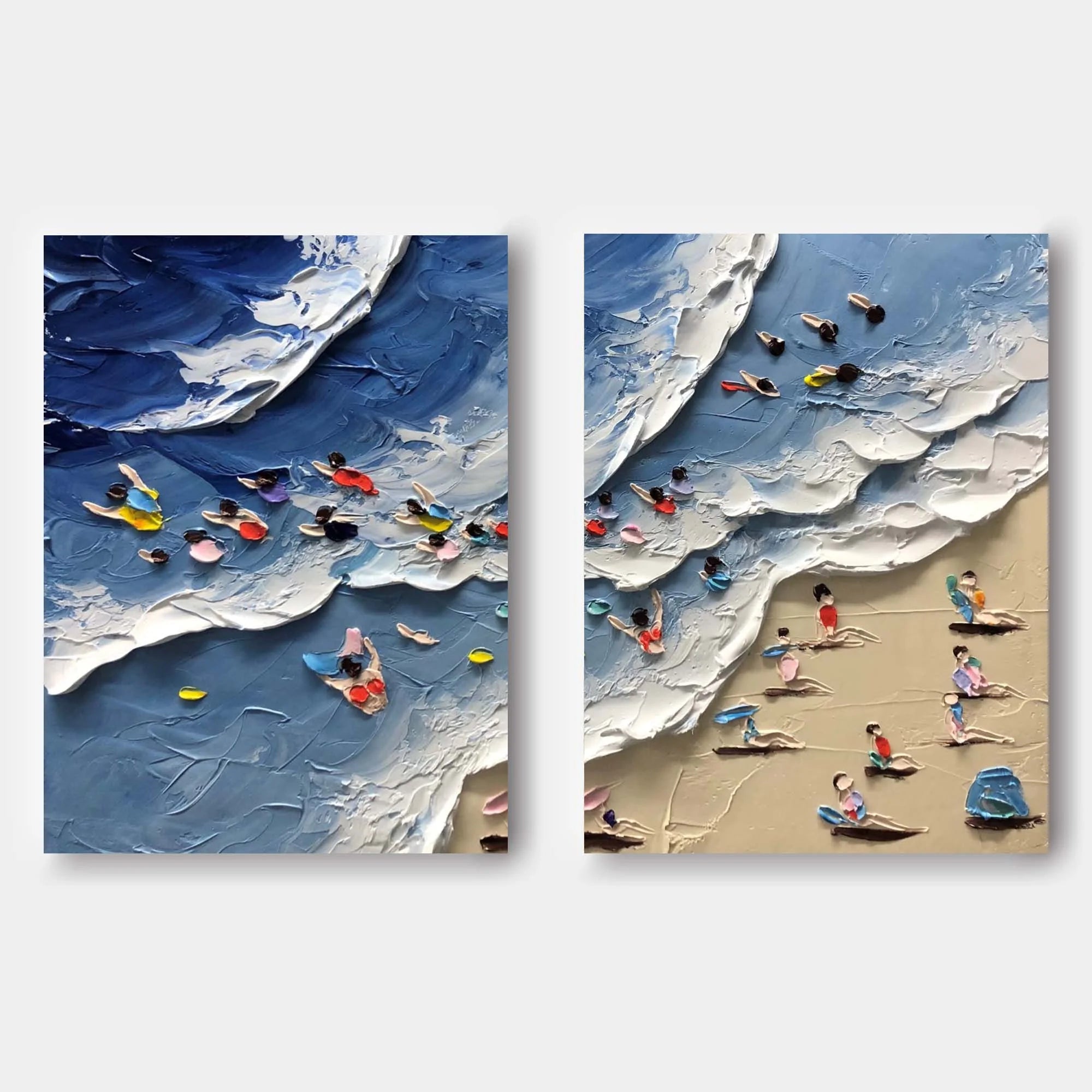 Multicolor Coastal Bliss Diptych Art Set Of 2 - Artwallpainting