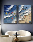 Multicolor Coastal Bliss Diptych Art Set Of 2 - Artwallpainting