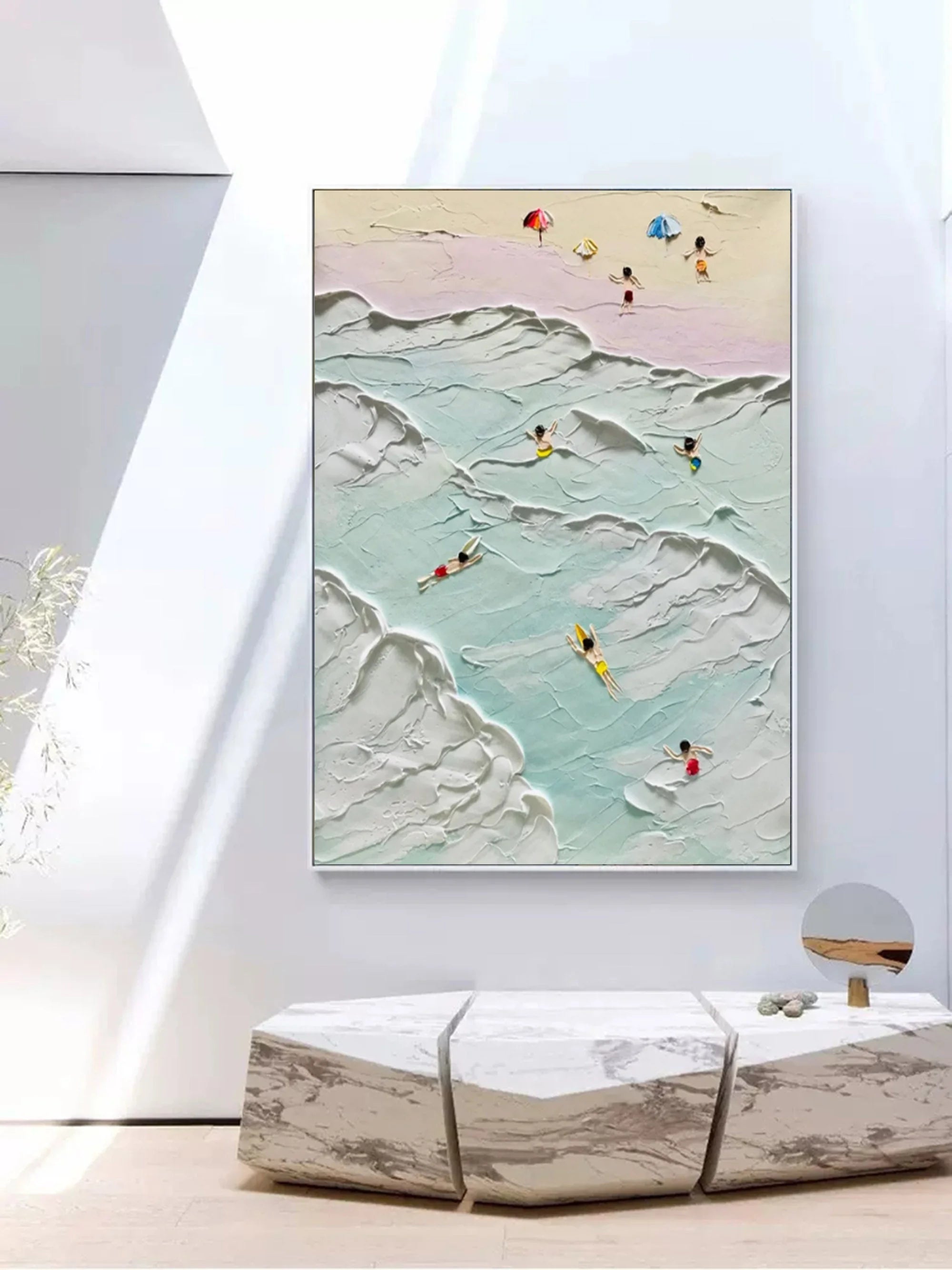 Multicolor Coastal Bliss Textured Beach Artwork - Artwallpainting