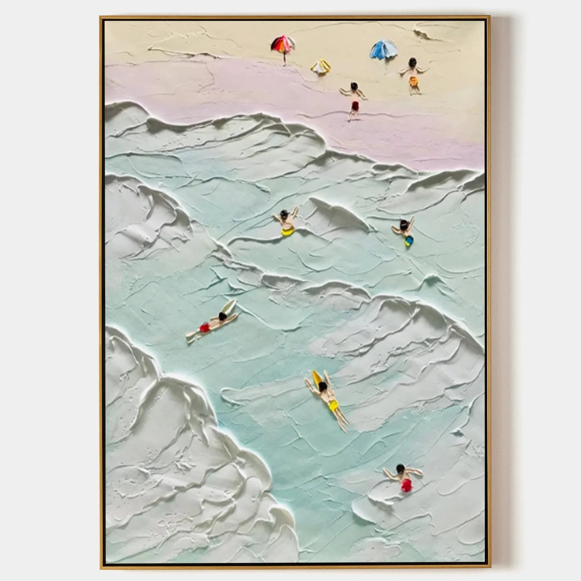 Multicolor Coastal Bliss Textured Beach Artwork - Artwallpainting