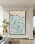 Multicolor Coastal Bliss Textured Beach Artwork - Artwallpainting