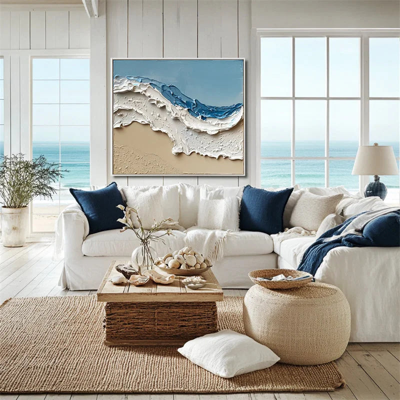 Multicolor Coastal Breeze Textured Waves - Artwallpainting