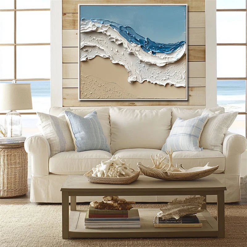 Multicolor Coastal Breeze Textured Waves - Artwallpainting