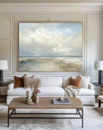 Multicolor Coastal Clouds-Modern Minimalist Calm Ocean And Sky Texture Oil Painting Wall Art - Artwallpainting