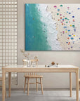Multicolor Coastal Harmony Textured Beach Umbrella Scene - Artwallpainting