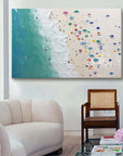 Multicolor Coastal Harmony Textured Beach Umbrella Scene - Artwallpainting
