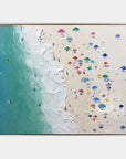 Multicolor Coastal Harmony Textured Beach Umbrella Scene - Artwallpainting