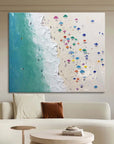 Multicolor Coastal Harmony Textured Beach Umbrella Scene - Artwallpainting