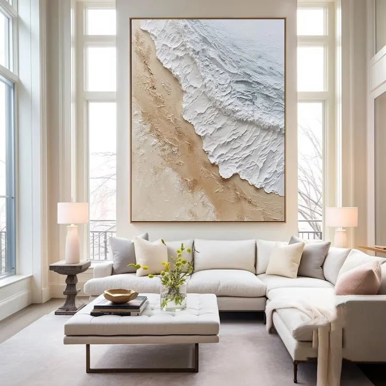 Multicolor Coastal Serenity-Natural Abstract Coastal Landscape Texture Wall Art - Artwallpainting