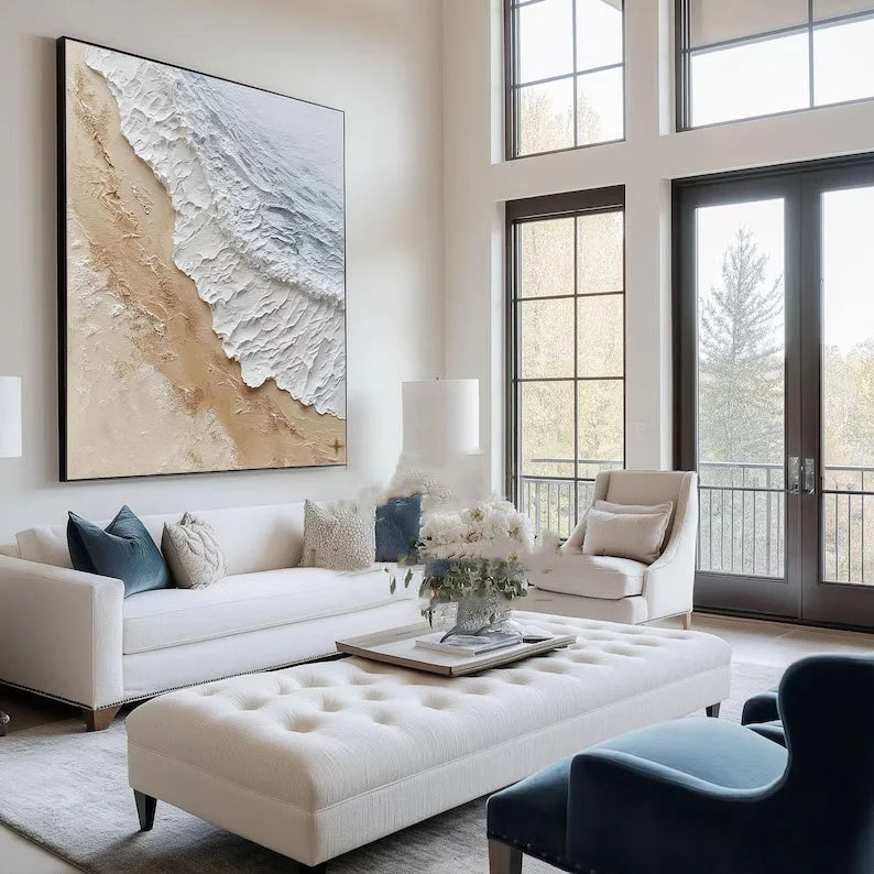 Multicolor Coastal Serenity-Natural Abstract Coastal Landscape Texture Wall Art - Artwallpainting