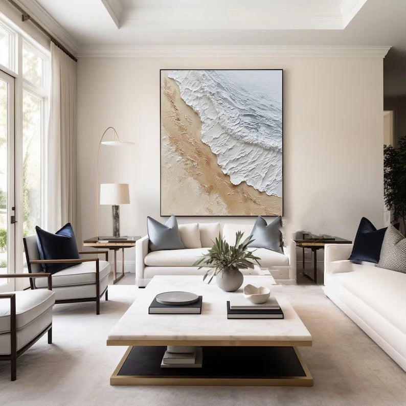 Multicolor Coastal Serenity-Natural Abstract Coastal Landscape Texture Wall Art - Artwallpainting