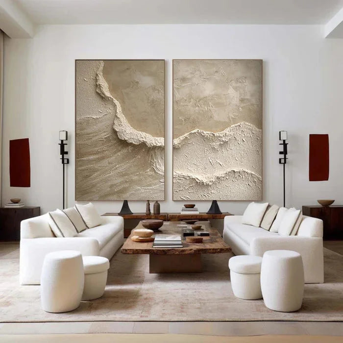 Multicolor Coastal Textures Painting Set Of 2 - Artwallpainting