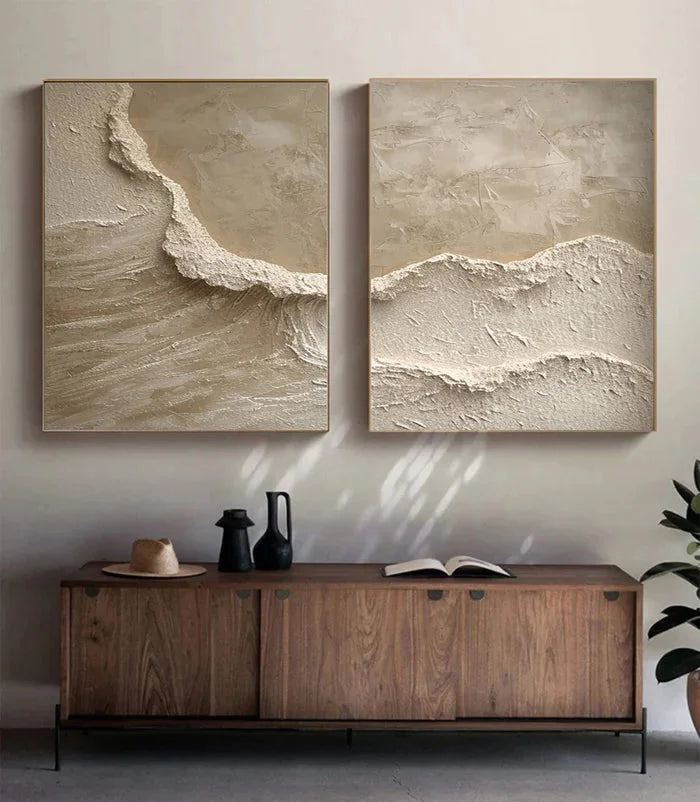 Multicolor Coastal Textures Painting Set Of 2 - Artwallpainting