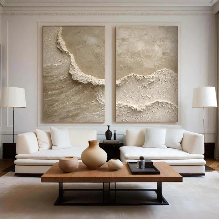 Multicolor Coastal Textures Painting Set Of 2 - Artwallpainting