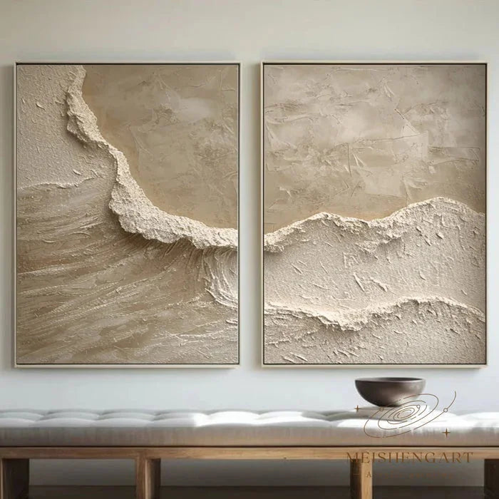 Multicolor Coastal Textures Painting Set Of 2 - Artwallpainting