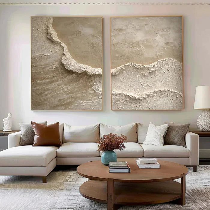 Multicolor Coastal Textures Painting Set Of 2 - Artwallpainting
