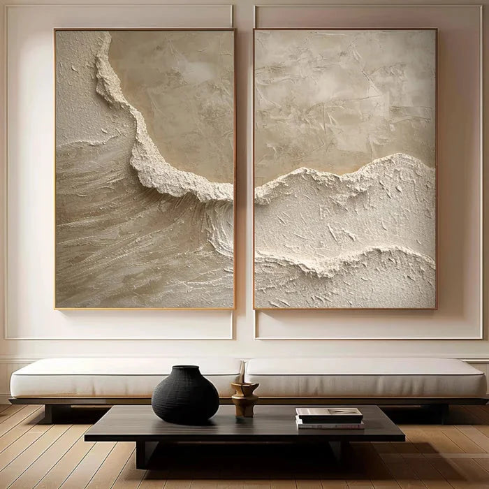 Multicolor Coastal Textures Painting Set Of 2 - Artwallpainting
