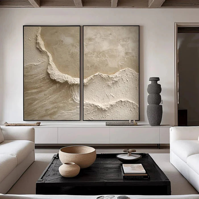 Multicolor Coastal Textures Painting Set Of 2 - Artwallpainting