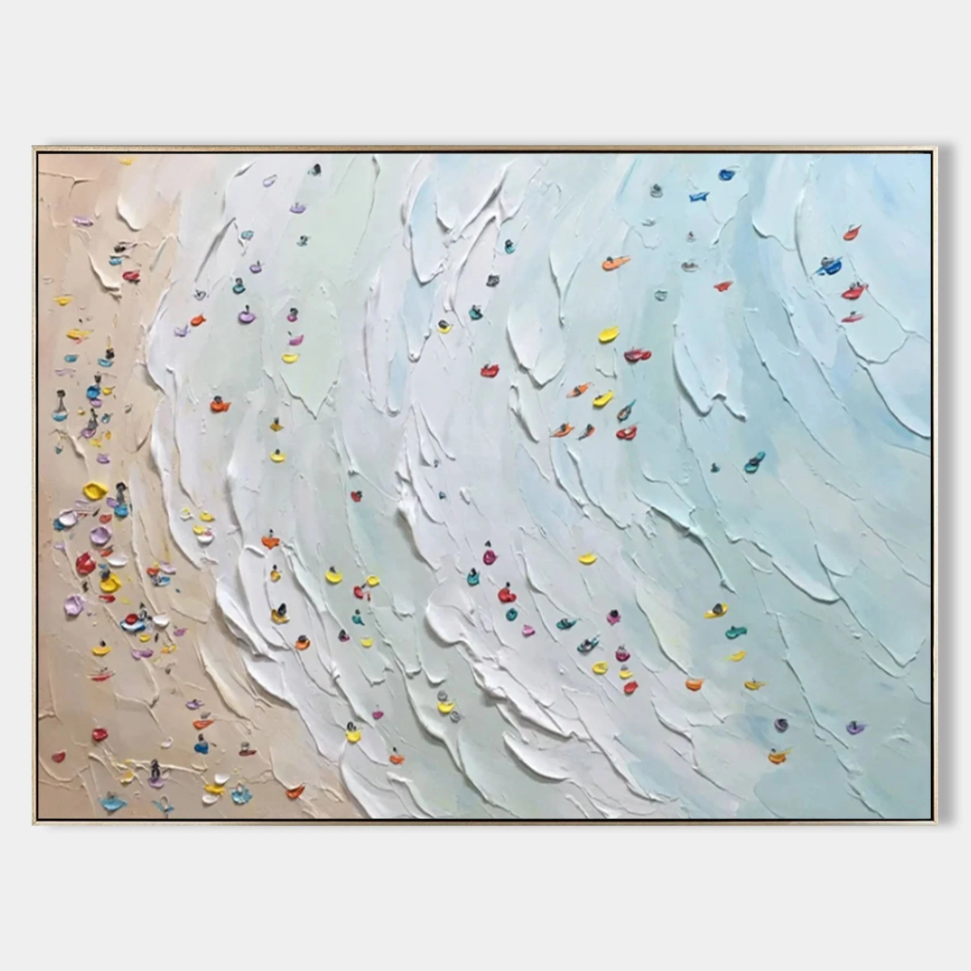 Multicolor Coastal Vibrance Textured Beach View Art - Artwallpainting