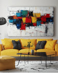 Multicolor Color Surge-Abstract Wall Art Of Hand Drawn Texture And Color Collision - Artwallpainting