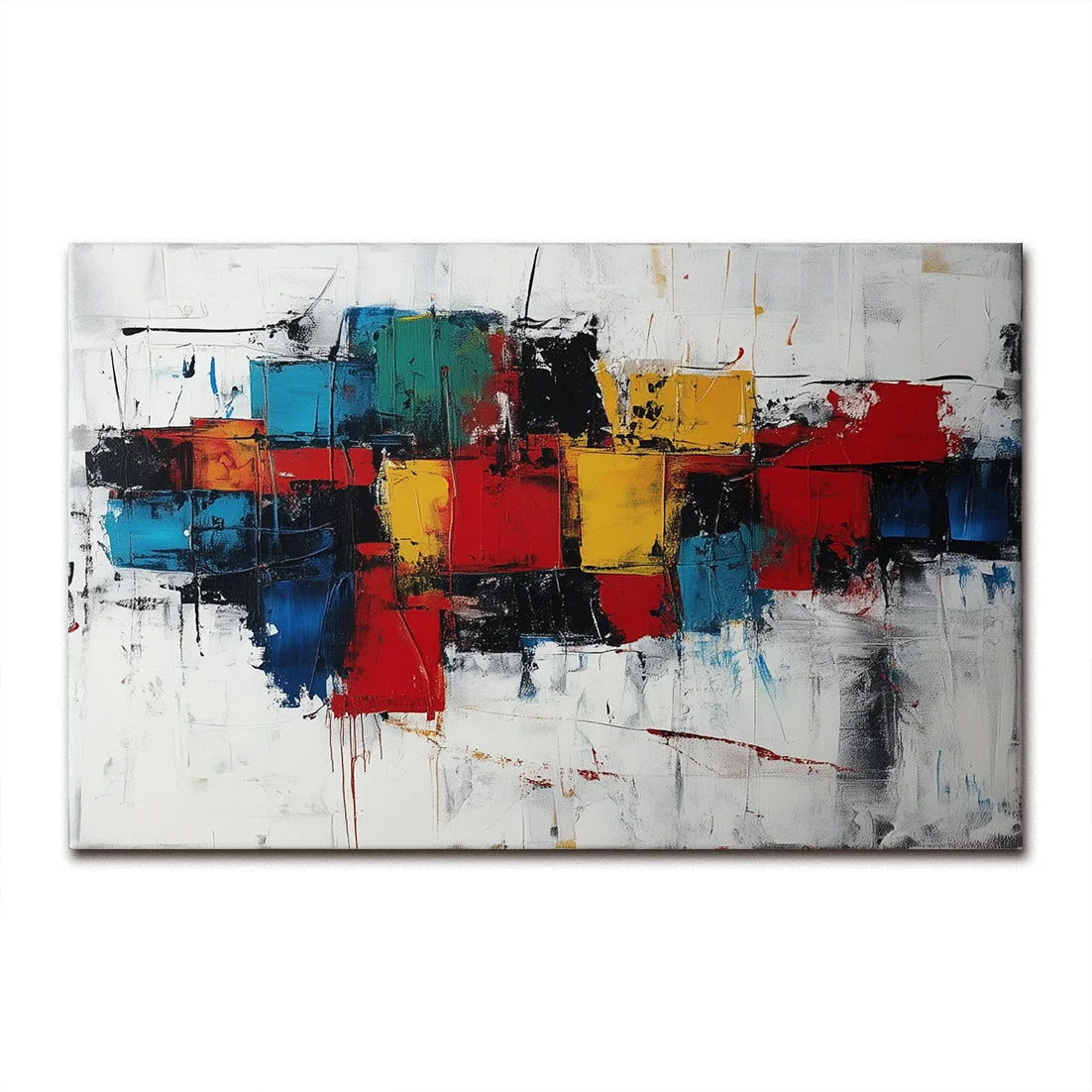 Multicolor Color Surge-Abstract Wall Art Of Hand Drawn Texture And Color Collision - Artwallpainting