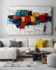 Multicolor Color Surge-Abstract Wall Art Of Hand Drawn Texture And Color Collision - Artwallpainting