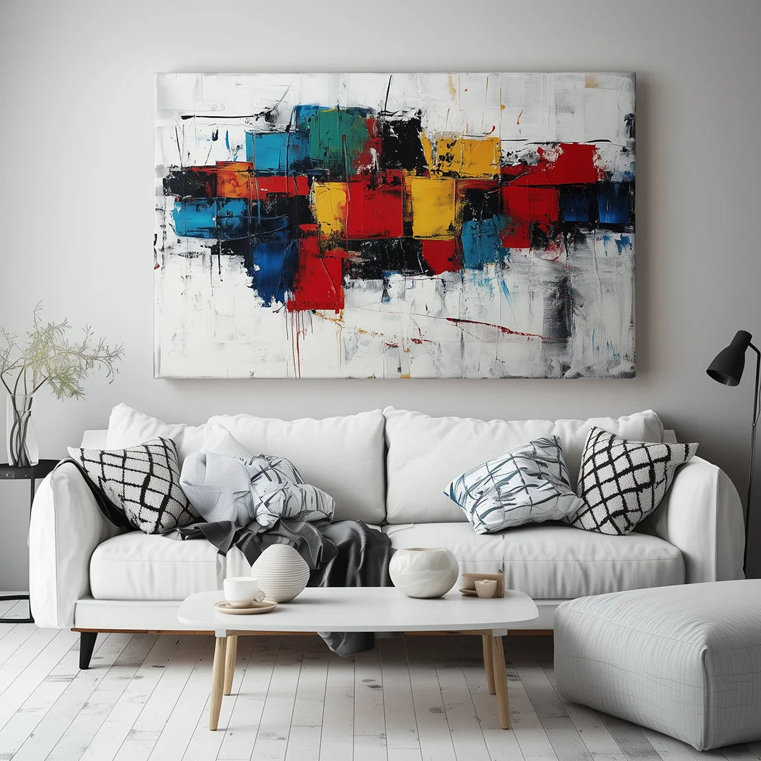 Multicolor Color Surge-Abstract Wall Art Of Hand Drawn Texture And Color Collision - Artwallpainting