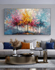 Multicolor Colorful Abstract Forest Painting - Nature-Inspired Wall Art On Canvas - Artwallpainting