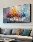 Multicolor Colorful Abstract Forest Painting - Nature-Inspired Wall Art On Canvas - Artwallpainting