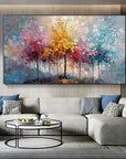 Multicolor Colorful Abstract Forest Painting - Nature-Inspired Wall Art On Canvas - Artwallpainting