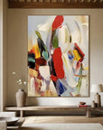 Multicolor Colorful Abstract Textured Oil Painting - Modern Large Canvas Wall Art - Artwallpainting