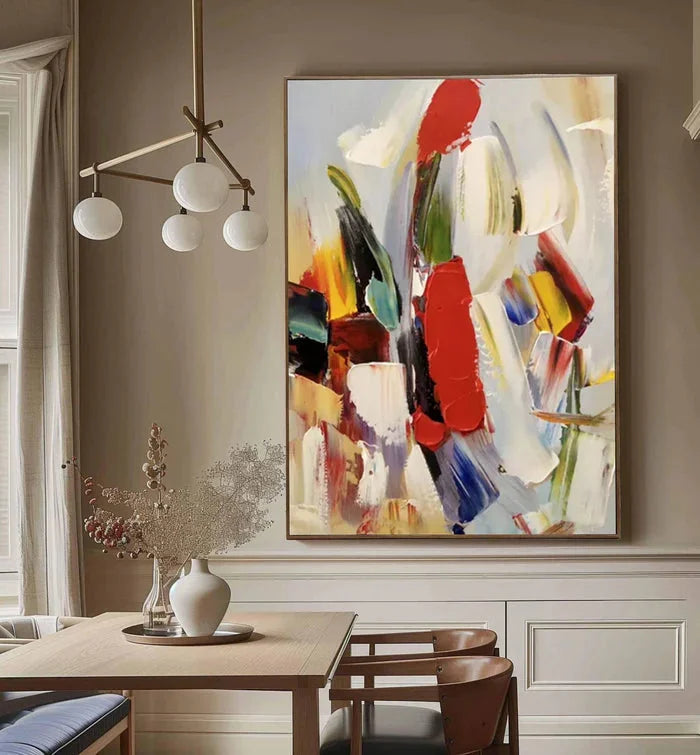 Multicolor Colorful Abstract Textured Oil Painting - Modern Large Canvas Wall Art - Artwallpainting
