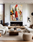Multicolor Colorful Abstract Textured Oil Painting - Modern Large Canvas Wall Art - Artwallpainting