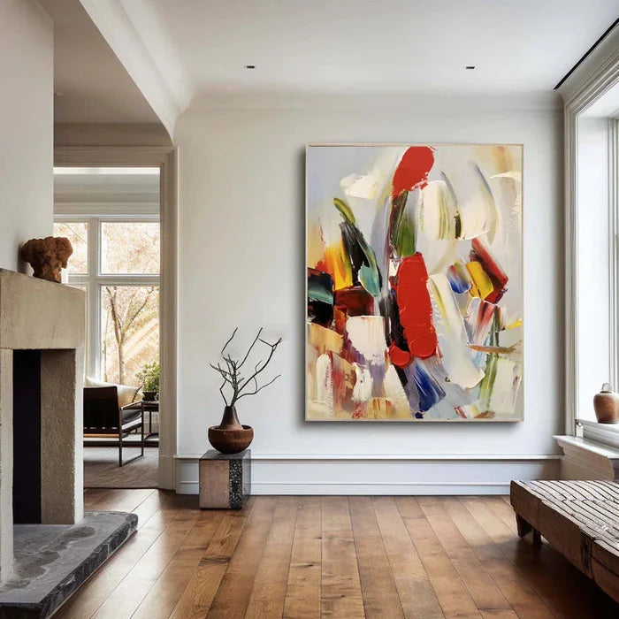 Multicolor Colorful Abstract Textured Oil Painting - Modern Large Canvas Wall Art - Artwallpainting