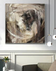 Multicolor Confrontation-Hand-Painted Abstract Oil Painting Featuring A Spiritual Duel Between Two Horses, Showcasing Wall Art - Artwallpainting