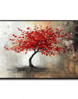 Multicolor Crimson Bloom - Hand-Painted Modern Wall Art - Artwallpainting