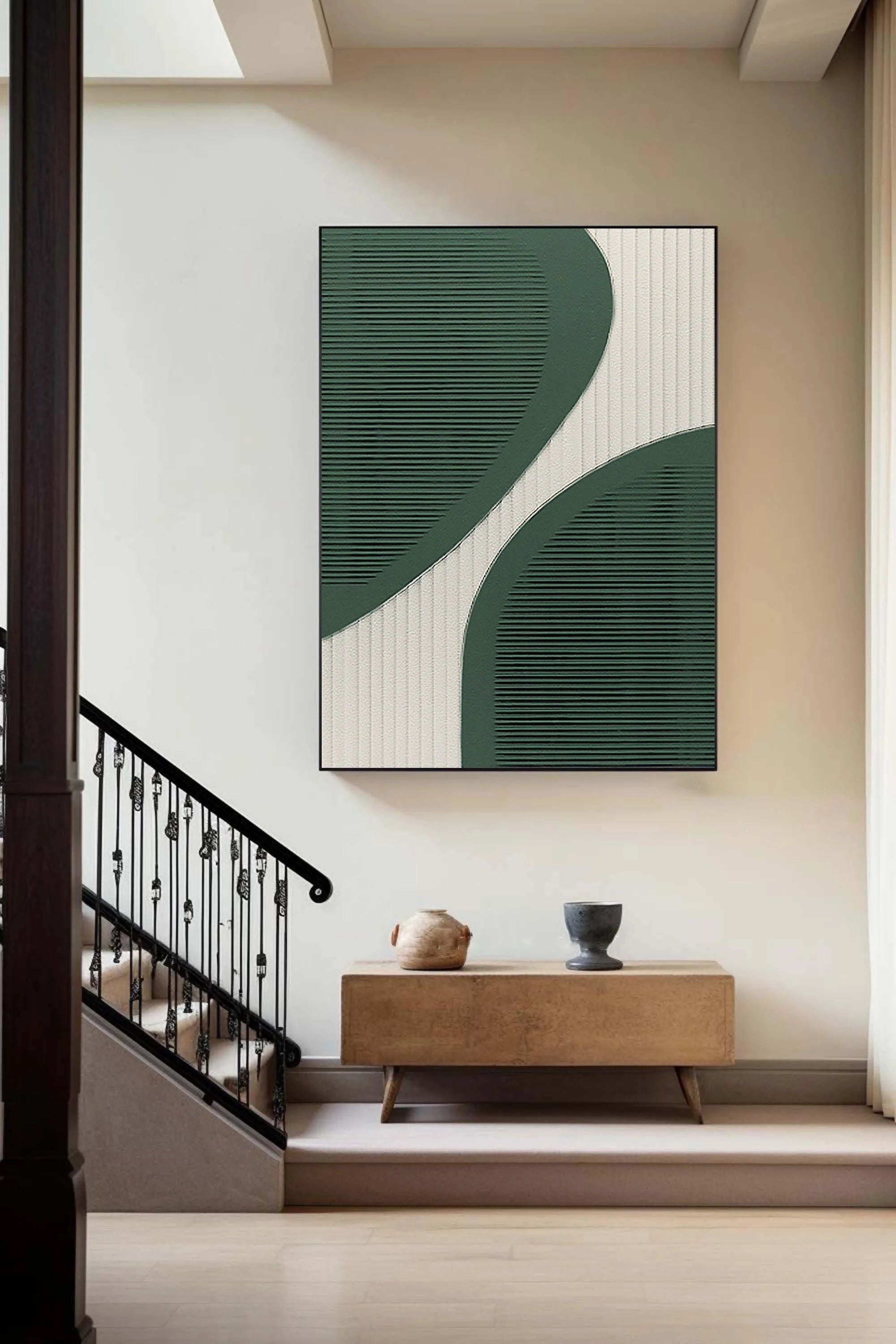 Multicolor Curved Harmony Minimalist Textured Abstract Art - Artwallpainting