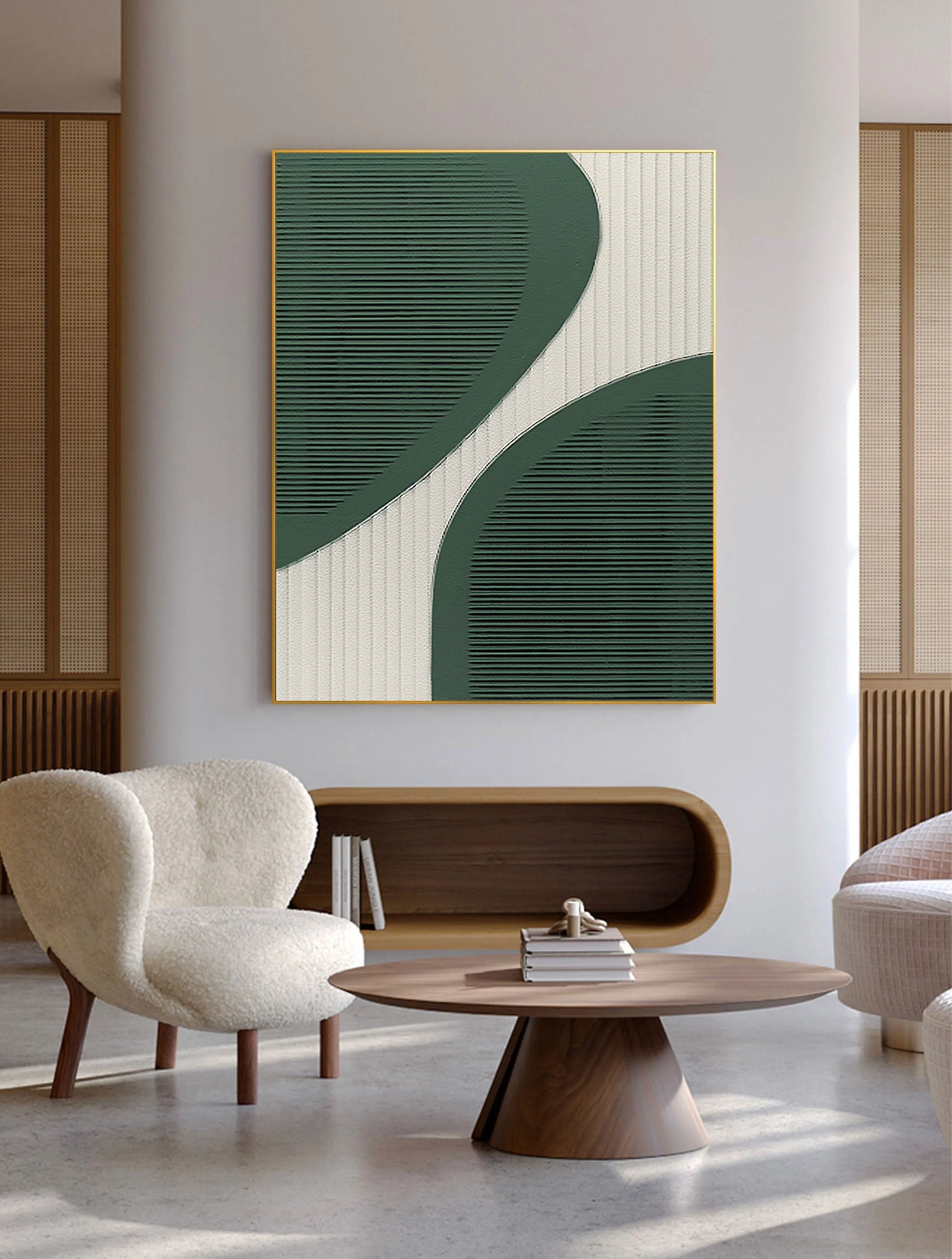 Multicolor Curved Harmony Minimalist Textured Abstract Art - Artwallpainting